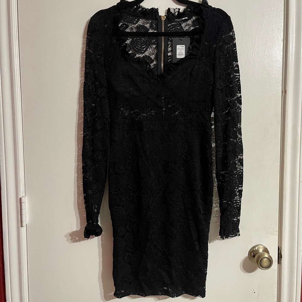 Fashion Nova Black Sheath/Lace Dress